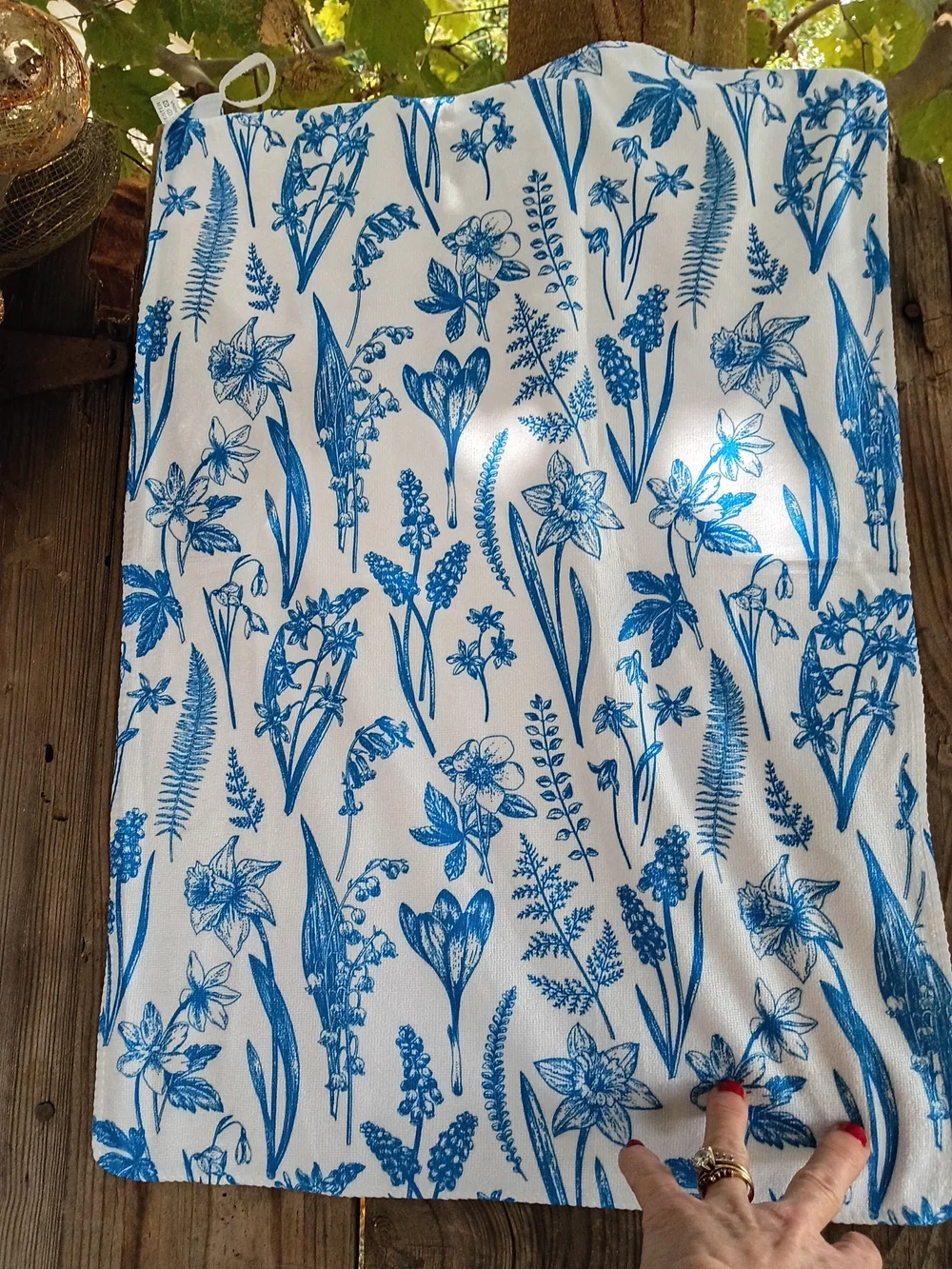 Blue Floral Hand Towels - Set of 2